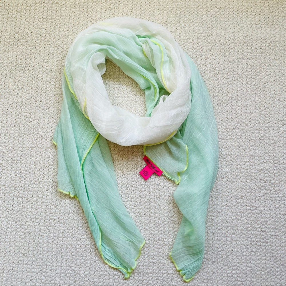 Betsey Johnson Mint Green Ombre Scarf Sheer Wrap Shawl Lightweight